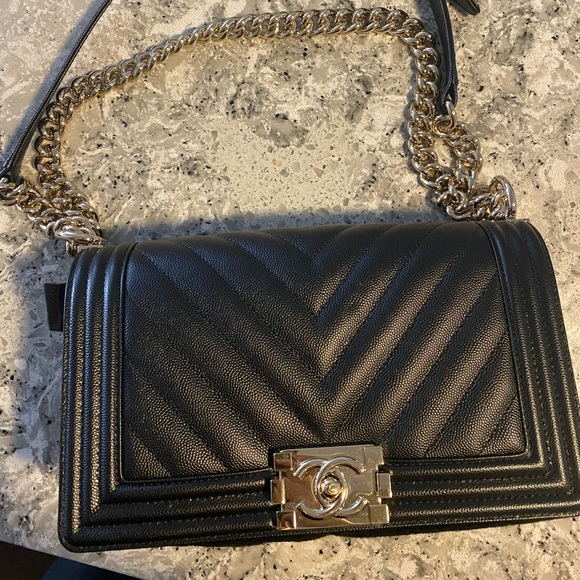 CHANEL Handbags - Chanel boy chevron caviar with gold hardware